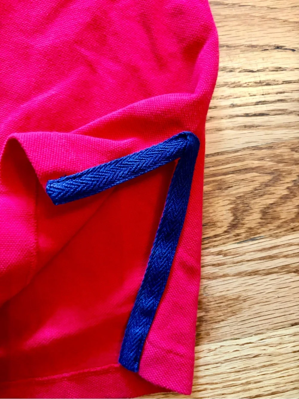NWT Ralph Lauren Red Polo with Navy Contrast Collar and Crest. Custom Fit